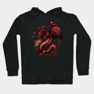 Mystical Red Dragon in Flight Hoodie